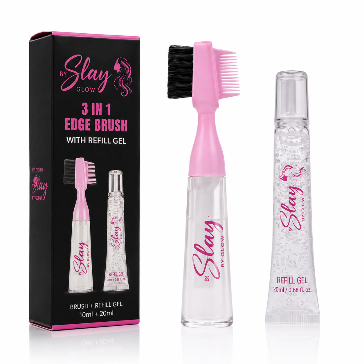 Slay By Glow 3-in-1 Edge Brush With Refill Gel 10ml + 20ml