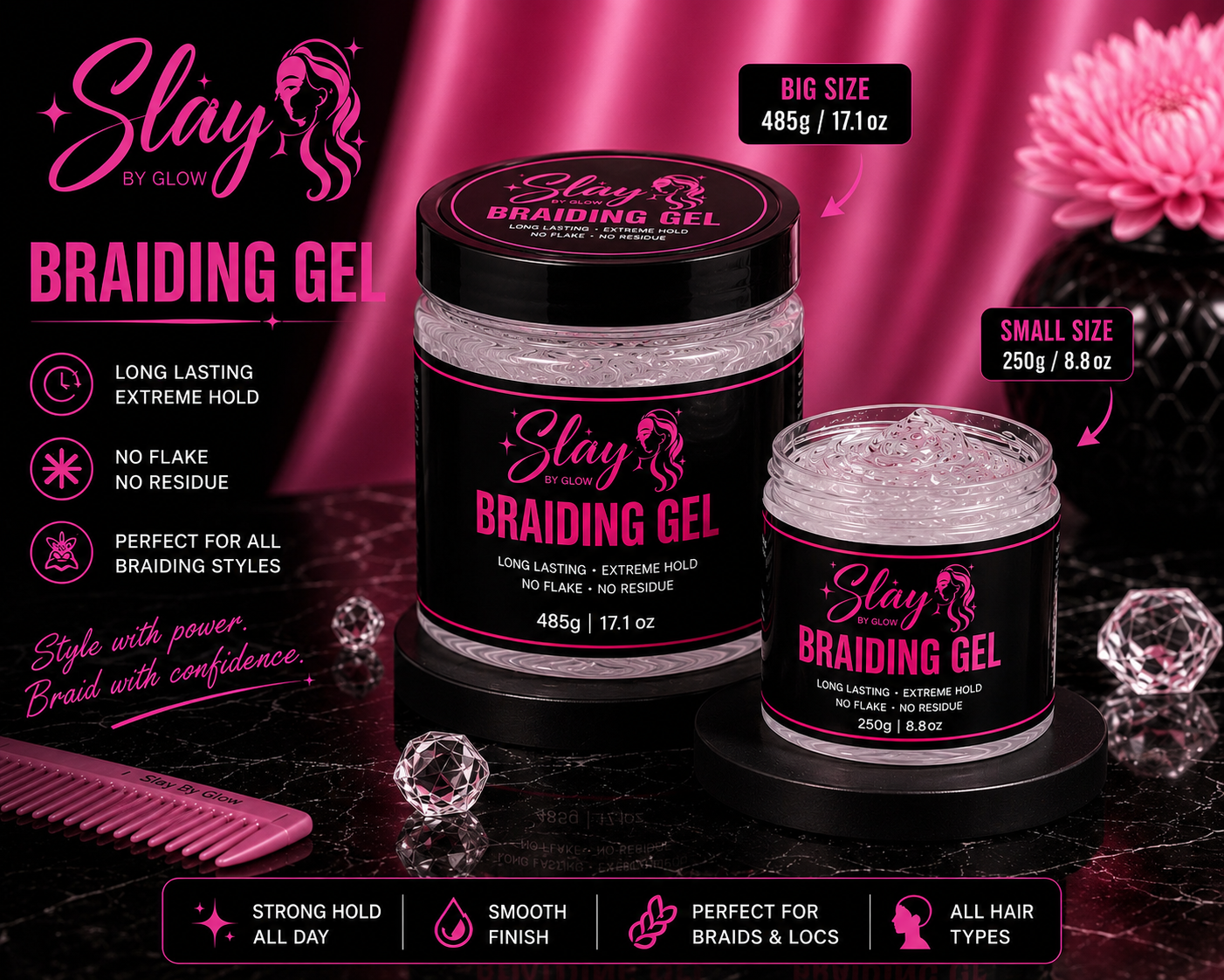 Slay by Glow Braiding Gel | Extreme Hold & No Flake