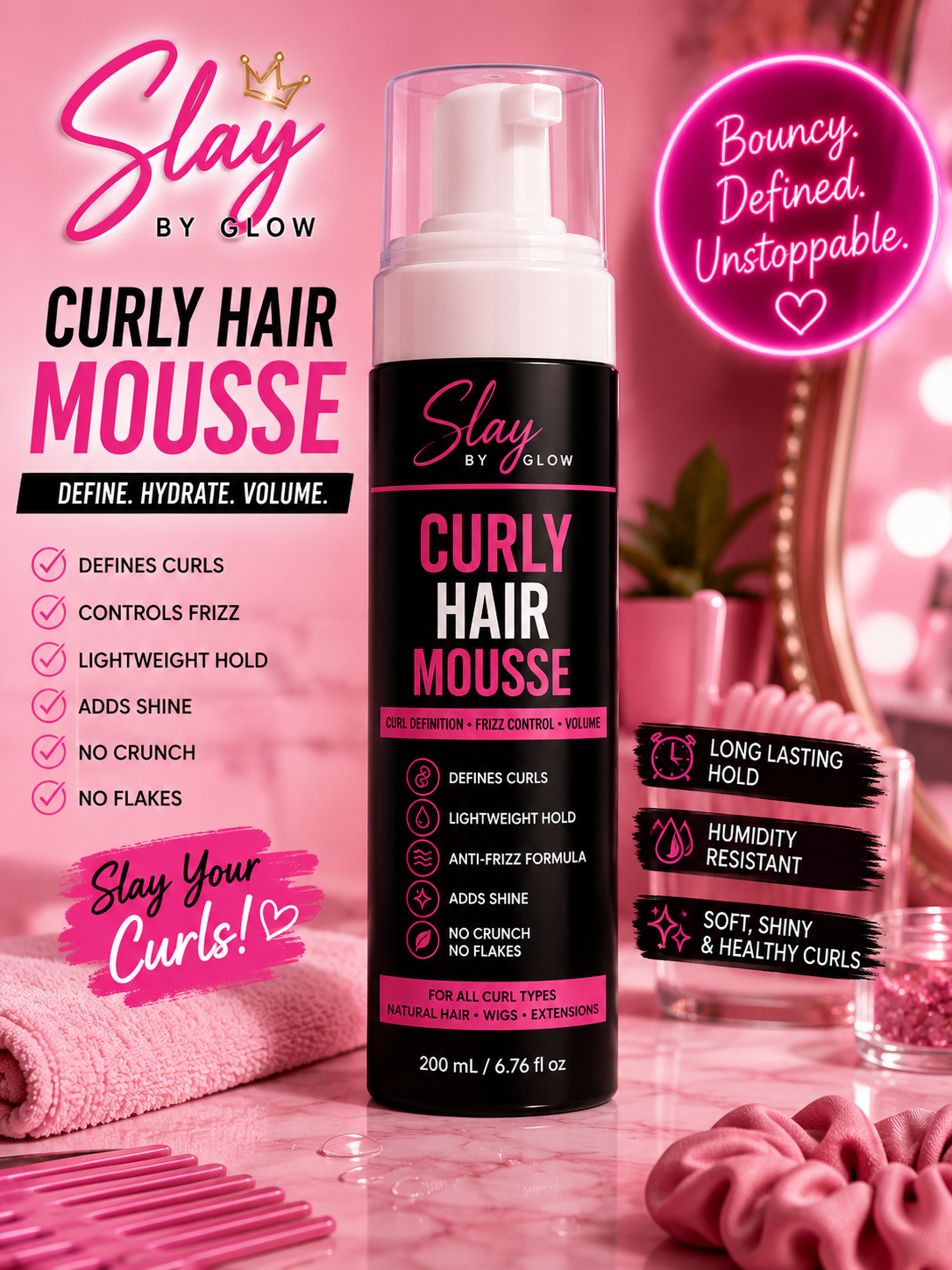 Slay By Glow Curly Hair Mousse